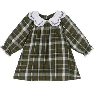 Tartine Et Chocolat Baby Dress Embroidered Tartan Plaid Green 18 Month